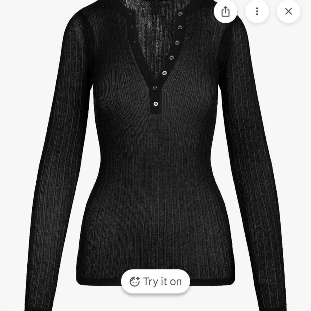 SKIMS SHEER KNIT
LONG SLEEVE HENLEY Long sleeve top ONYX Medium - Picture 2 of 16